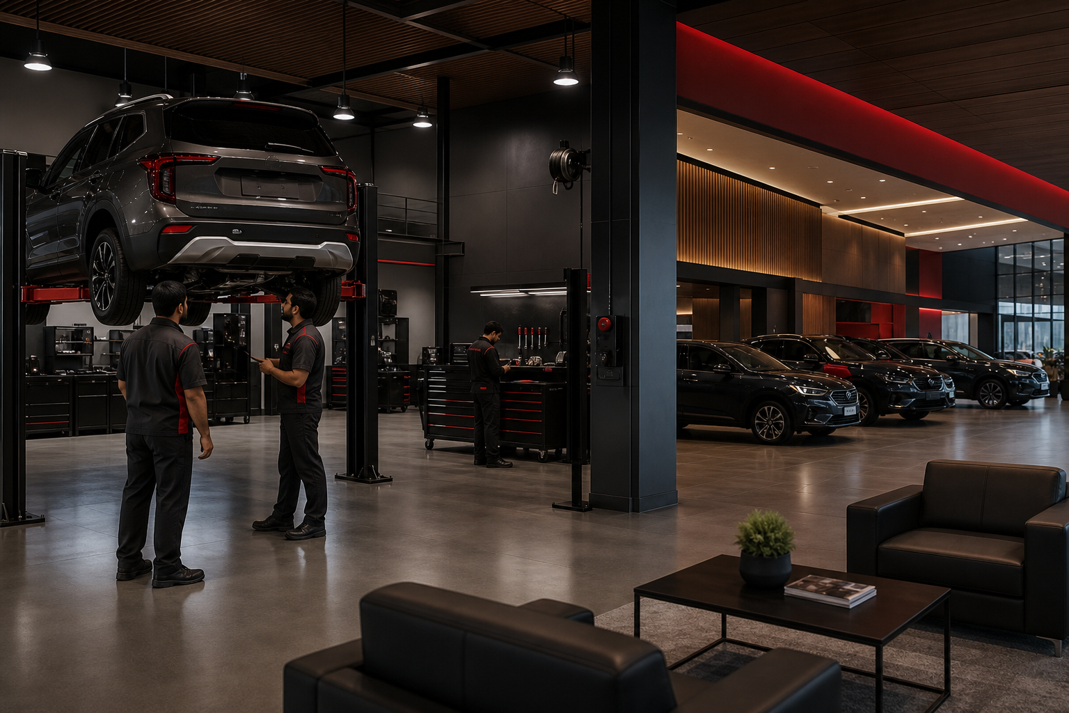 Showroom and workshop at Kia Samaa